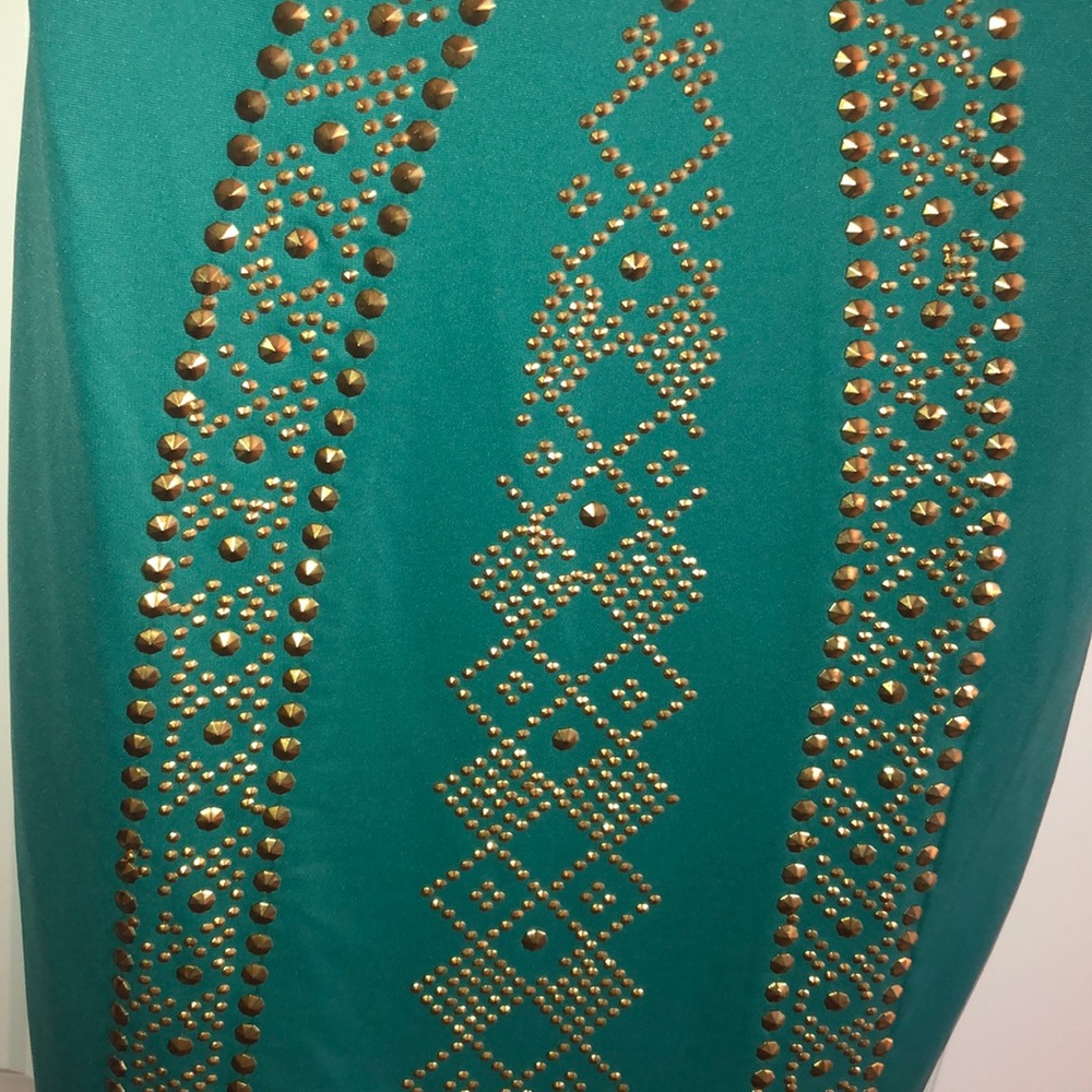 Gold studded turquoise dress - Picture 7 of 7